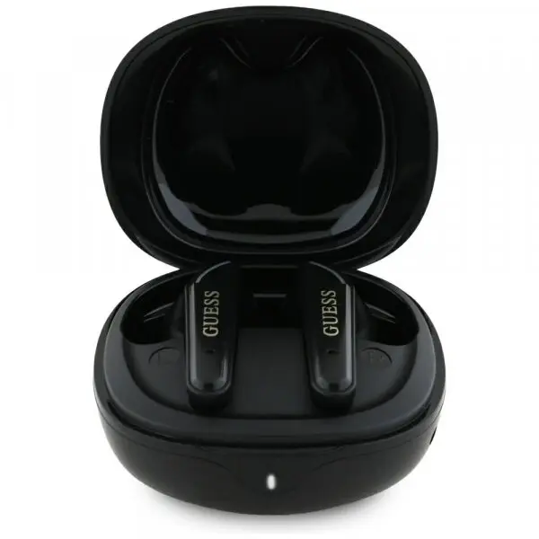 Guess Casti True Wireless Guess Flat Classic Logo Electroplated, Bluetooth, Negru