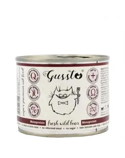 GUSSTO Cat Fresh Wild Boar conserva hrana umeda pisici 12x200 g cu vitel