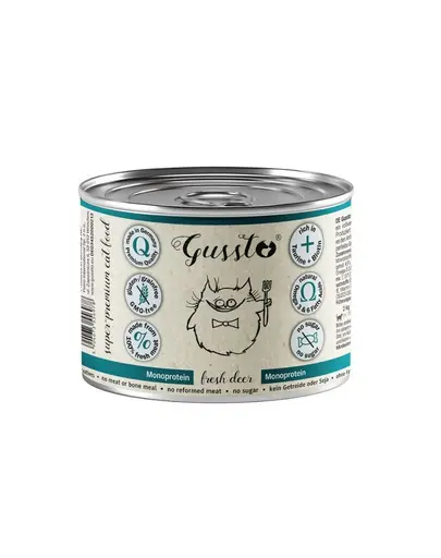 GUSSTO Fresh Deer 200 g hrană umedă monoproteică pentru pisici, cu carne proaspătă de cerb