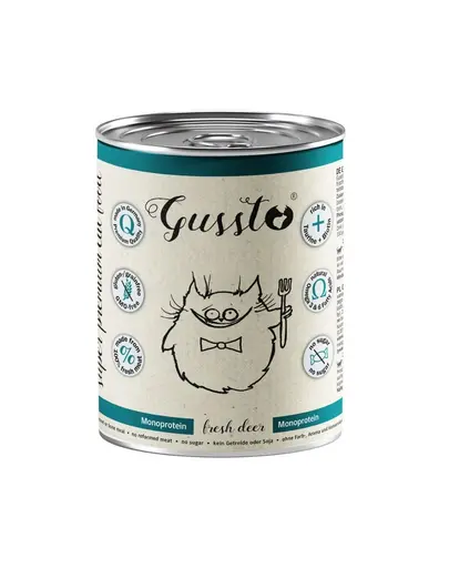 GUSSTO Fresh Deer 400 g hrană umedă monoproteică pentru pisici, cu carne proaspătă de cerb
