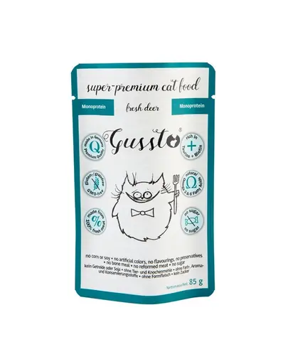 GUSSTO Fresh Deer hrană umedă monoproteică pentru pisici, cu carne proaspătă de cerb 85 g