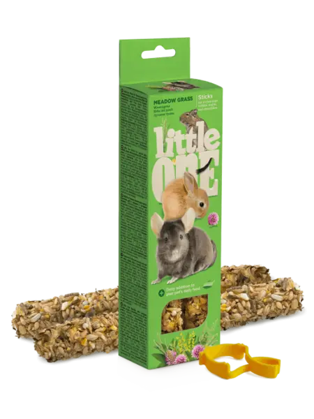 Gustare cu iarba de pajiste pentru cobai, iepuri si chinchile Little One, 2 x 55g