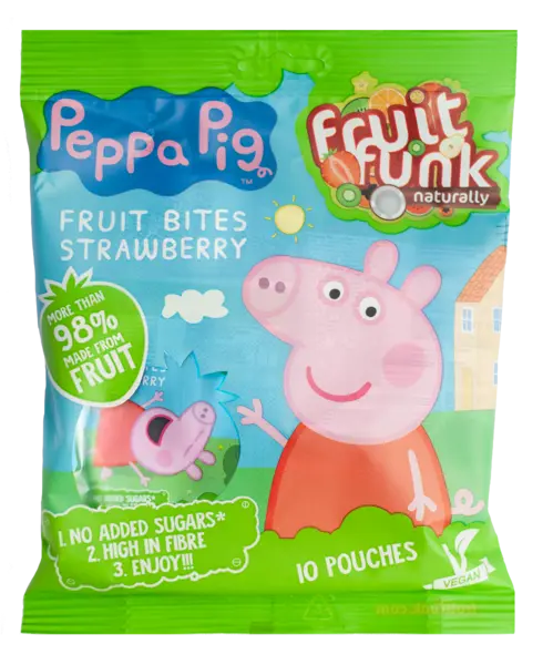Gustare din fructe cu capsuni Peppa Pig, 100g, Fruit Funk