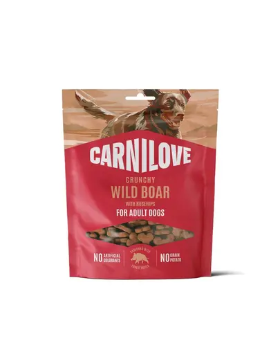 Gustări crocante câini CARNILOVE Crunchy Snack Wild Boar 200 g cu mistreț și măceșe