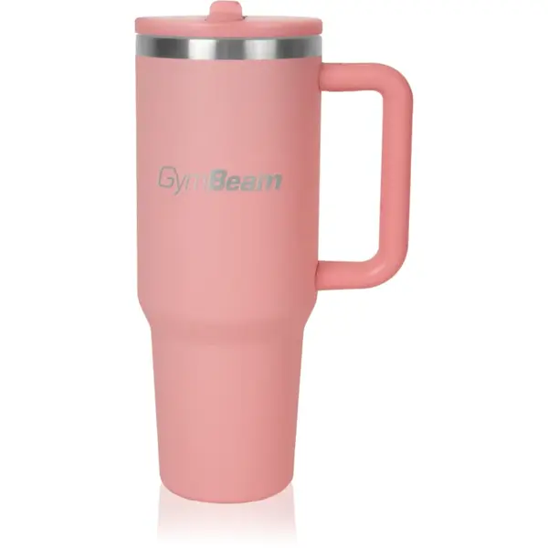 GymBeam Thermo Tumbler pahar din oțel inoxidabil cu pai culoare Pink 1200 ml