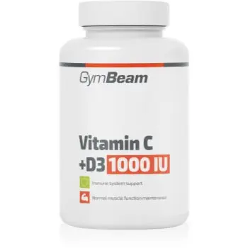 GymBeam Vitamin C + D3 1000 IU capsule pentru imunitate, sănătatea sistemului osos și activitate musculară