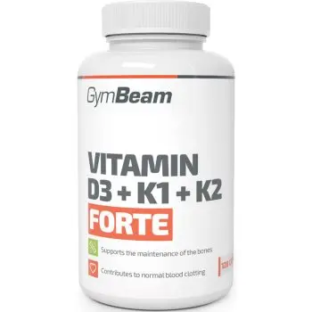 GymBeam Vitamin D3 + K1 + K2 Forte capsule pentru susținerea sistemului imunitar și a sănătății dinților