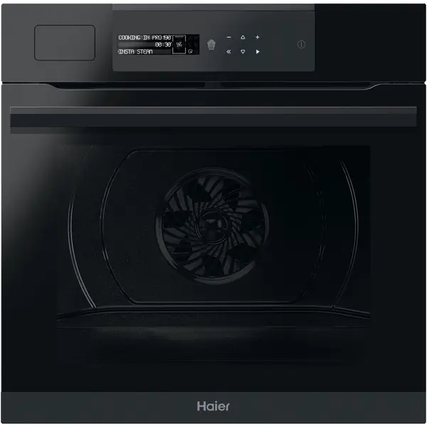 HAIER Cuptor electric incorporabil Haier HWO60SM6S9BH, 70 litri, WiFi, Steam, Autocuratare Pirolitica, 9 functii, Grill, Ghidaj telescopic, Sonda carne, Softclose, Clasa A+, Negru