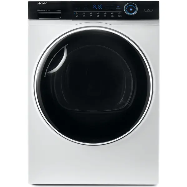 HAIER Uscator de rufe Haier HD90-A3979-S, Pompa de caldura, 9 kg, Clasa A+++, Motor Inverter, Dry Sensor, iRefresh, iTime, Full Time Reverse, Pillow Drum, Drum light, Alb