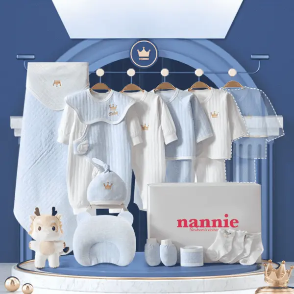 Hăinuțe Cadou Bebe Set Alb-Albastru 18 Piese Baby - 0-3 luni