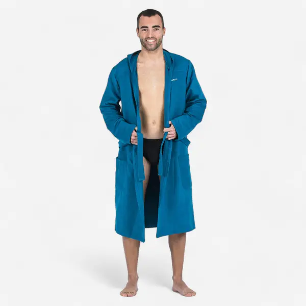 Halat de baie cu glugă microfibră compact Albastru închis Bărbați