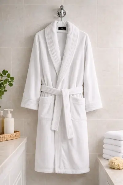 Halat de Baie Unisex din bumbac 100%, 500g – moale, absorbant si confortabil, Alb, Masura 3XL