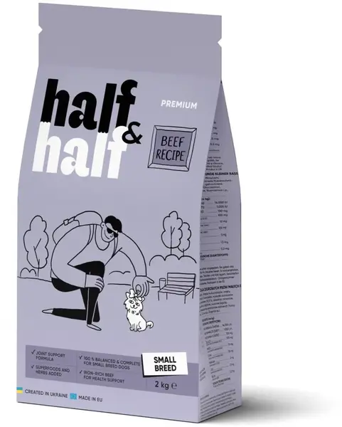 HALF&HALF Hrană uscată pt câini de talie mică, cu Vită