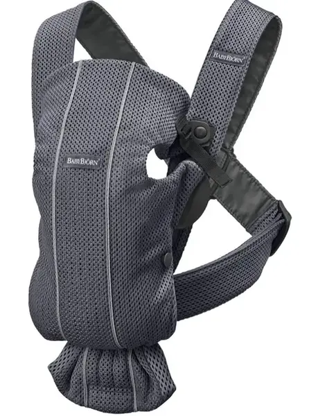Ham anatomic BabyBjorn Mini, Pozitii multiple de purtare, 0-11 kg, 0-1 an, 3D Mesh (Albastru)