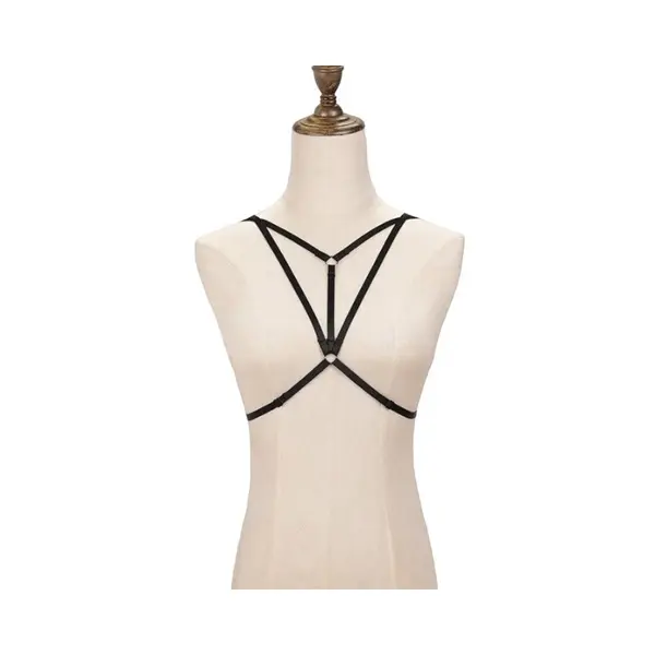 Ham Catifea, Zamo®, Harajuku, Textile Body Harness, pentru Femei, din Snur Textil Negru, Marime Universala