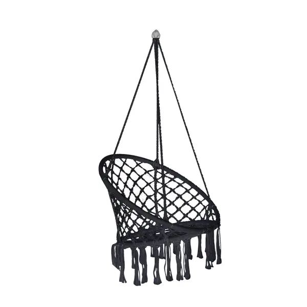 Hamac tip scaun pentru 1 persoana, Diametru 80 cm, gri inchis, Pliabil