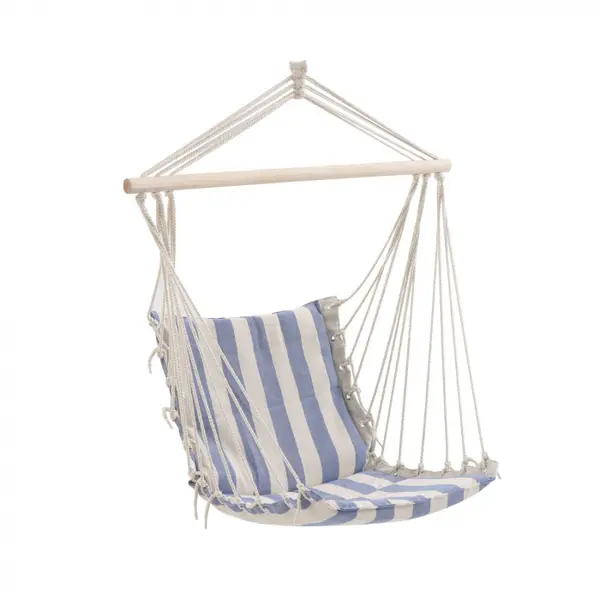 Hamac tip scaun pentru o persoana, Alb-albastru , 120 Kg
