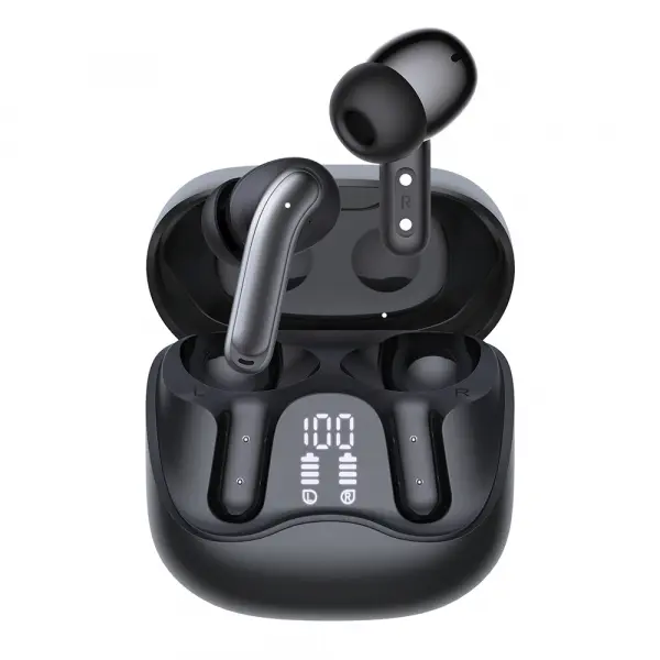 Handsfree Bluetooth Techsuit CW5 EchoFit Pro, TWS, ANC, MultiPoint, Negru