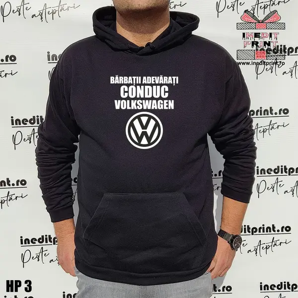 Hanorac Barbatii adevarati conduc Volkswagen HP3 2XL, Negru
