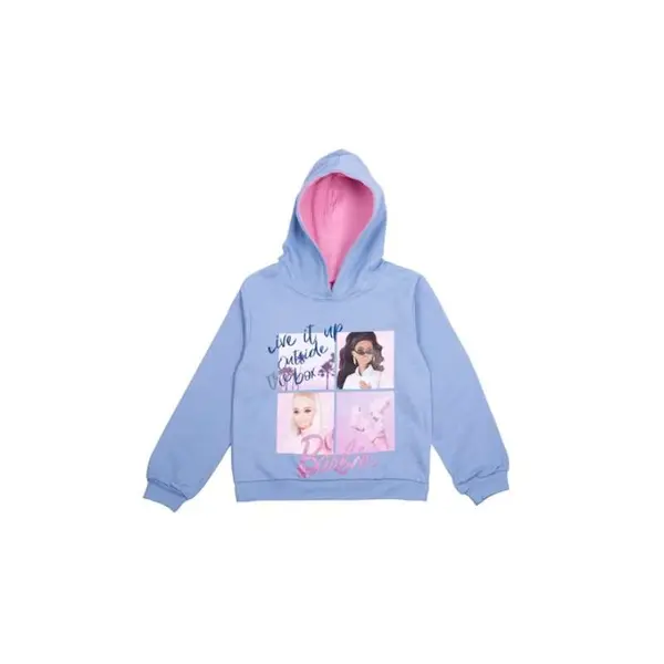 Hanorac copii cu gluga, albastru, 100% bumbac, Barbie Engros