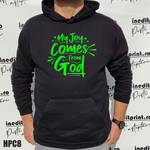 Hanorac My joy comes from God HPC8 S, Negru