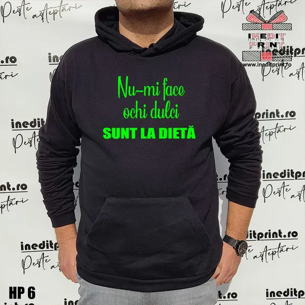 Hanorac Nu-mi face ochi dulci sunt la dieta HP6 M, Gri