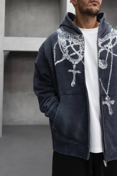 HANORAC OVERSIZE CRUCIFIX ANTRACIT HNBLACK1(1948) (MĂRIME: XL)