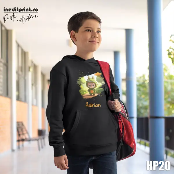 Hanorac Personalizat Copii Labubu HP20 5-6 ANI, Negru