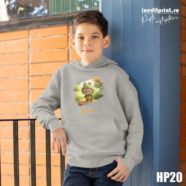 Hanorac Personalizat Copii Labubu HP20 7-8 ANI, Gri