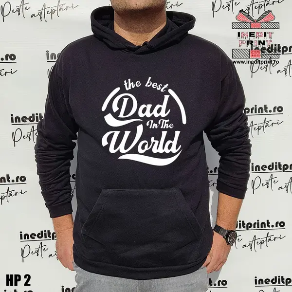 Hanorac The best Dad in the World HP4 M, Negru