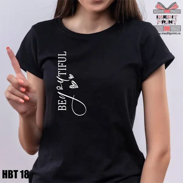 Hanorac, Tricou sau Bluza HBT18 S, Tricou damă negru drept