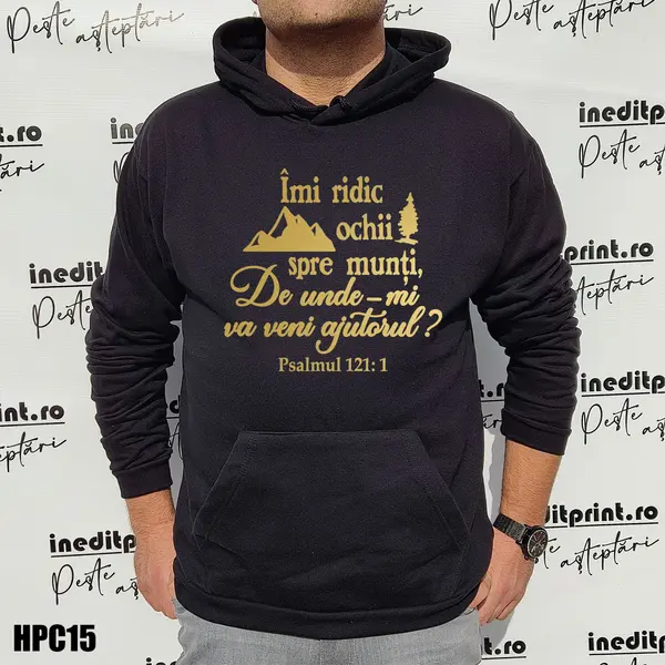 Hanorac Verset Psalmul 121:1 HPC15 3XL, Negru