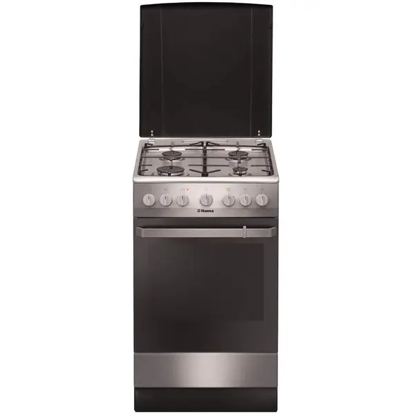 hansa Aragaz Hansa FCMX581009, 4 arzatoare, aprindere electrica si dispozitiv de siguranta arzatoare, grill, capacitate 65 L, gri