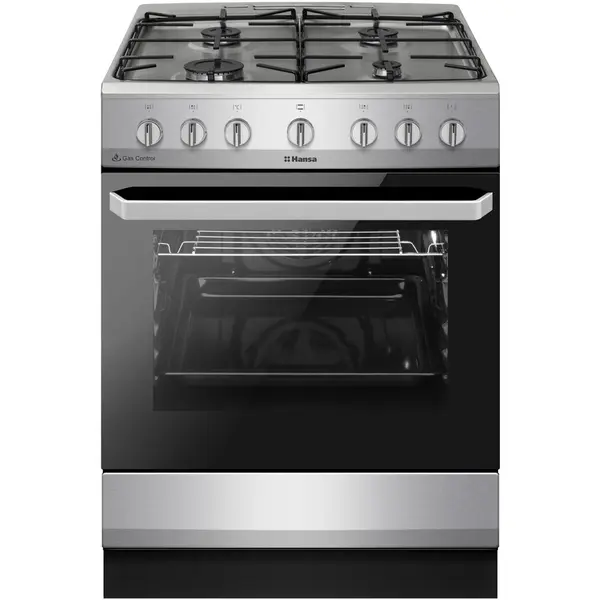 hansa Aragaz Hansa FCMX681009, Gaz, 4 arzatoare, Aprindere electrica, Grill, 60 cm, Inox