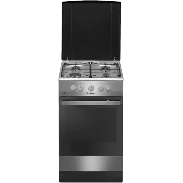 hansa Aragaz pe gaz FCGX58099, 50x60 cm, 4 arzatoare, plita gaz, cuptor gaz, 2 functii, 58 l, gril, aprindere electrica cuptor si plita, inox
