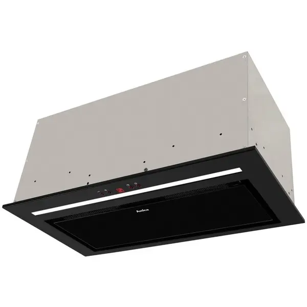 hansa Hota incorporabila Amica, tip box, total incorporabila, 60 cm, 1 motor, 3 trepte de viteze, 652 m3/h debit maxim, 63 dB, rama din aluminiu, corp din otel vopsit, iluminare led, telecomanda, Negru