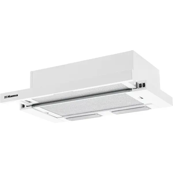 hansa Hota incorporabila telescopica Hansa OTS6251WH, Putere de absorbtie 429 m3/h, 2 motoare, 60 cm, Alb