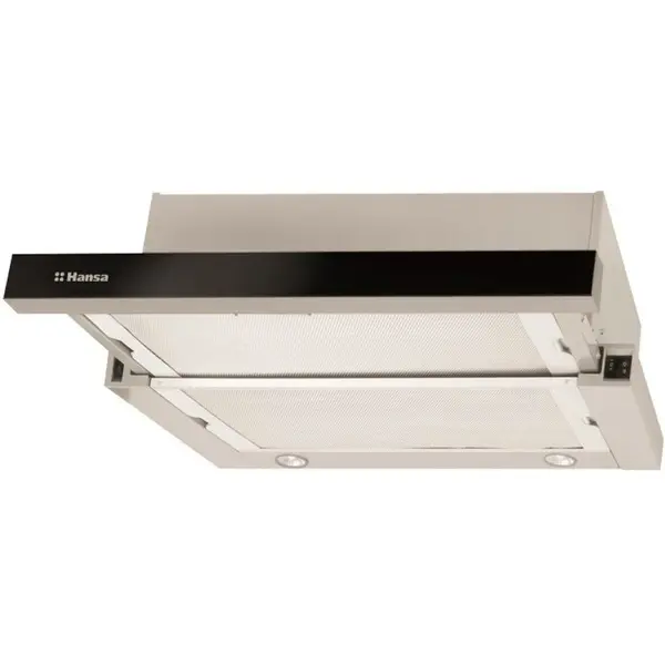 hansa Hota telescopica Hansa OTS6226IH, 60 cm, 380 m3/h, 2 motoare, 2 filtre aluminiu, 3 trepte, iluminare, inox / negru