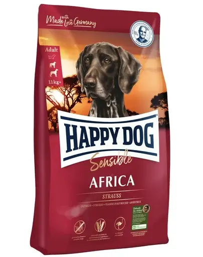 HAPPY DOG Supreme africa Hrana uscata caini cu intolerante alimentare, cu strut 12.5 kg