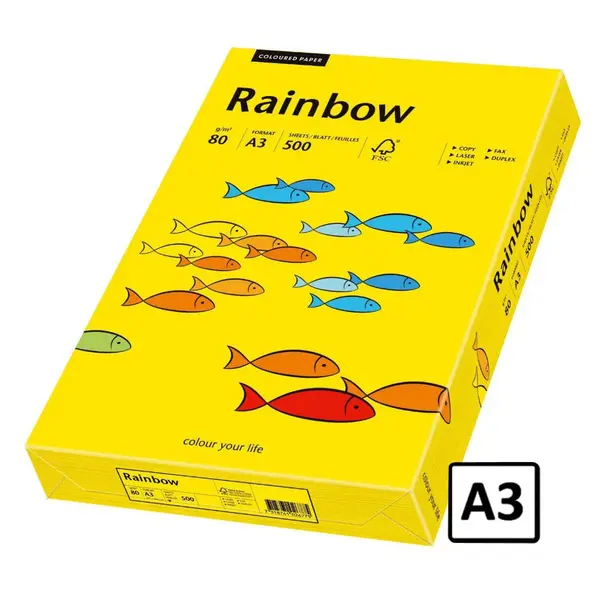 Hartie color A3 Rainbow 80 g/mp 500 coli/top galben intens pret per top Hartie color A3 Rainbow 80 g/mp 500 coli/top galben intens pret per top