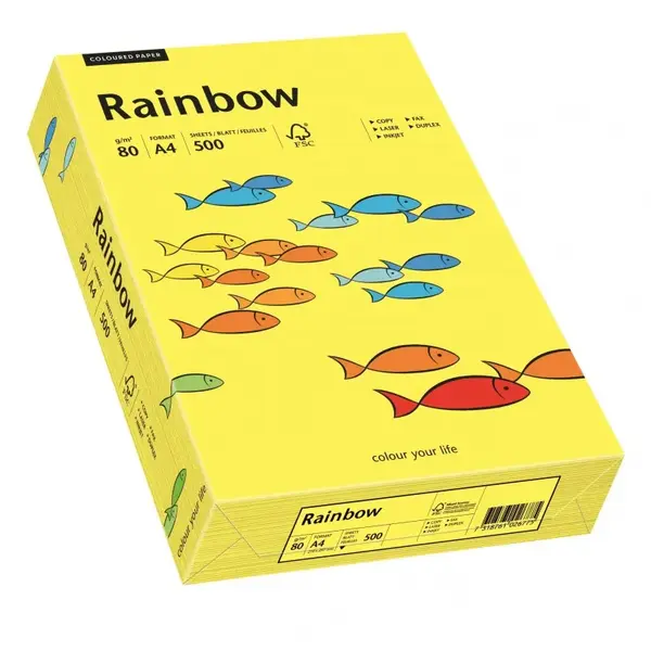 Hartie color A4 80 g/mp Rainbow 500 coli/top galben mediu pret per top Hartie color A4 80 g/mp Rainbow 500 coli/top galben mediu pret per top