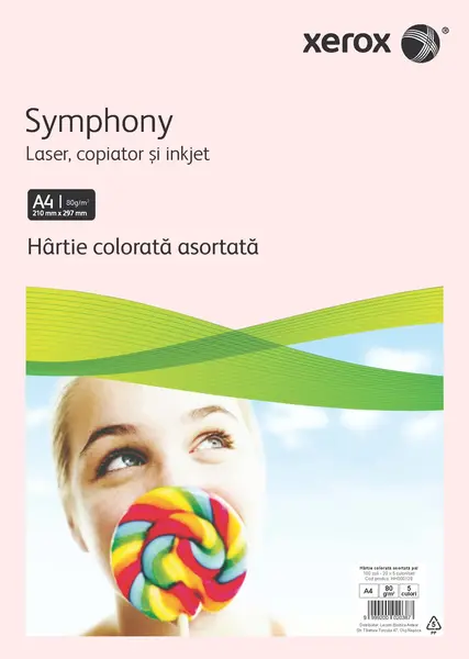 Hartie color A4 Xerox Symphony 80 g/mp mix pastel 20 coli x 5 culori/top Hartie color A4 Xerox Symphony 80 g/mp mix pastel 20 coli x 5 culori/top