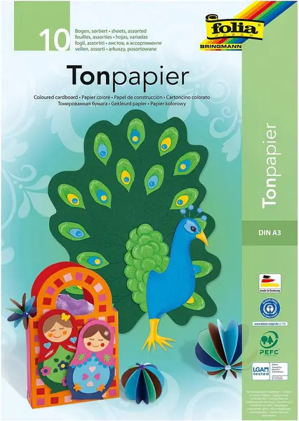 Hârtie colorată Folia - A3, 10 culori