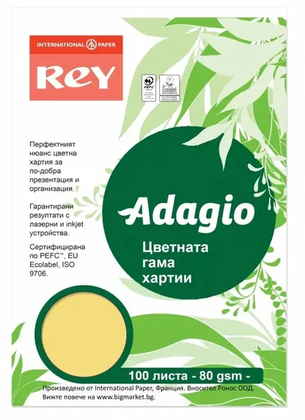 Hartie colorata pentru copiator Rey Adagio - Buttercup, A4, 80 g, 100 coli