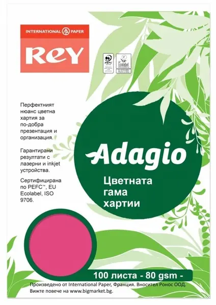 Hartie colorata pentru copiator Rey Adagio - Fuchsia, A4, 80 g, 100 coli