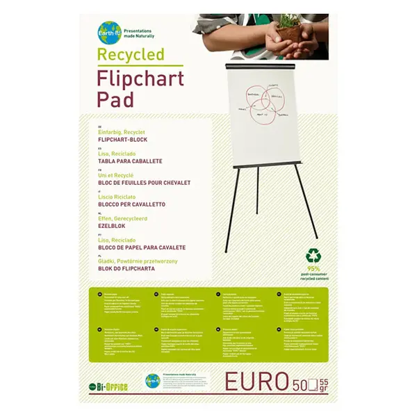 Hartie flipchart reciclata 100x65 velina 70 g/mp 50 coli/top Bi-Silque Hartie flipchart reciclata 100x65 velina 70 g/mp 50 coli/top Bi-Silque