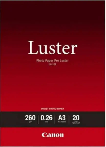 Hartie foto Pro Luster (LU-101) A3, lucios, Luminozitate ISO: 92, grosime: 0.26mm, Greutate: 260g/mp, 20 coli