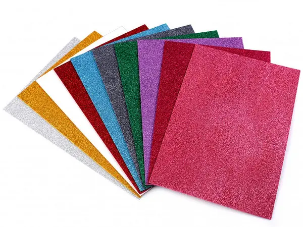 Hartie gumata colorata cu sclipici pentru activitati crafts A4,1.8 mm,10 coli set