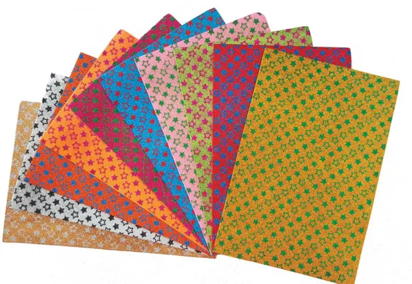 Hartie gumata cu stelute pentru activitati crafts, A4,2mm,10 coli set