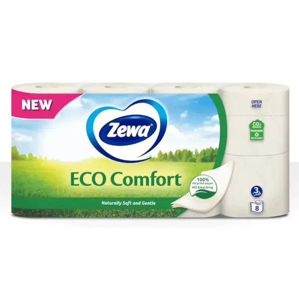 Hartie igienica cu 3 straturi 8 role Zewa Eco Comfort Hartie igienica cu 3 straturi 8 role Zewa Eco Comfort